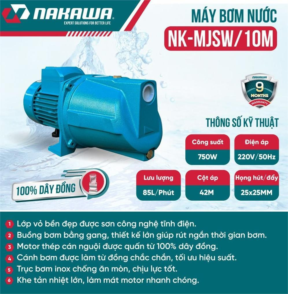 Máy bơm nước chân không NAKAWA NK-MJSW/10M