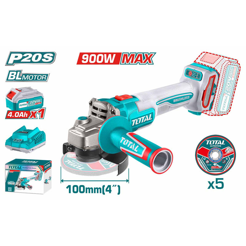 MáyMáy mài góc pin 20V TOTAL TAGLI261021 ( 1 pin 4ah, sạc)