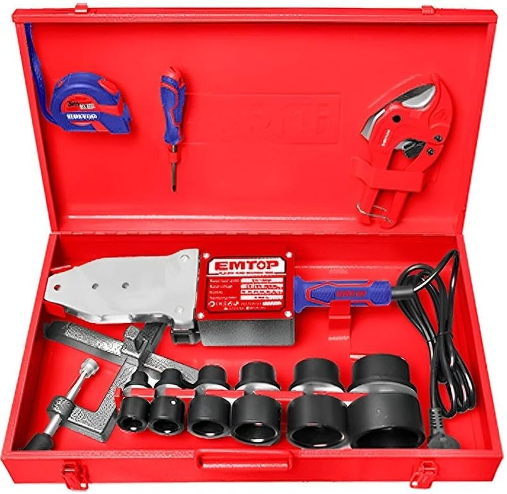 Máy hàn ống nhựa EMTOP 800W/1500W, hàn 20–63mm, chỉnh nhiệt 0–300°C – EPTW15001