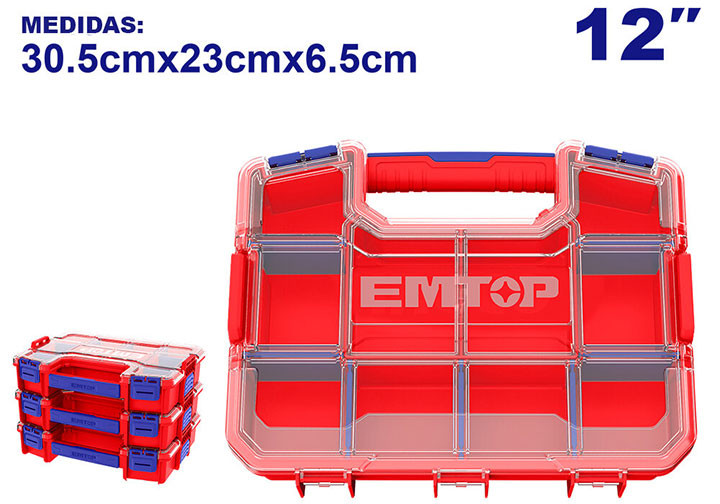 Hộp nhựa nhiều ngăn EMTOP 12 inch, ngăn tháo rời – EFBX1211