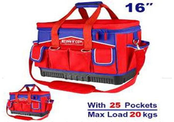 Túi đựng đồ nghề EMTOP 16 inch, 25 ngăn, đế nhựa chịu lực – ETBG48164