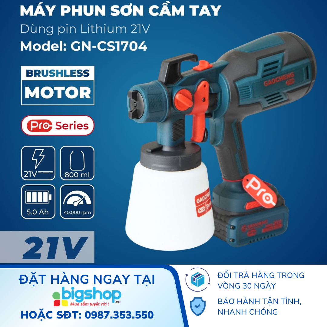Máy phun sơn cầm tay dùng pin 21V GAOCHENG GN-CS1704
