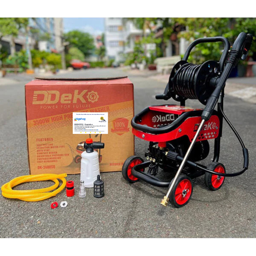 Máy xịt rửa xe DDEKO DK-3400SQ (180 bar, CS 3500W, có chỉnh áp)