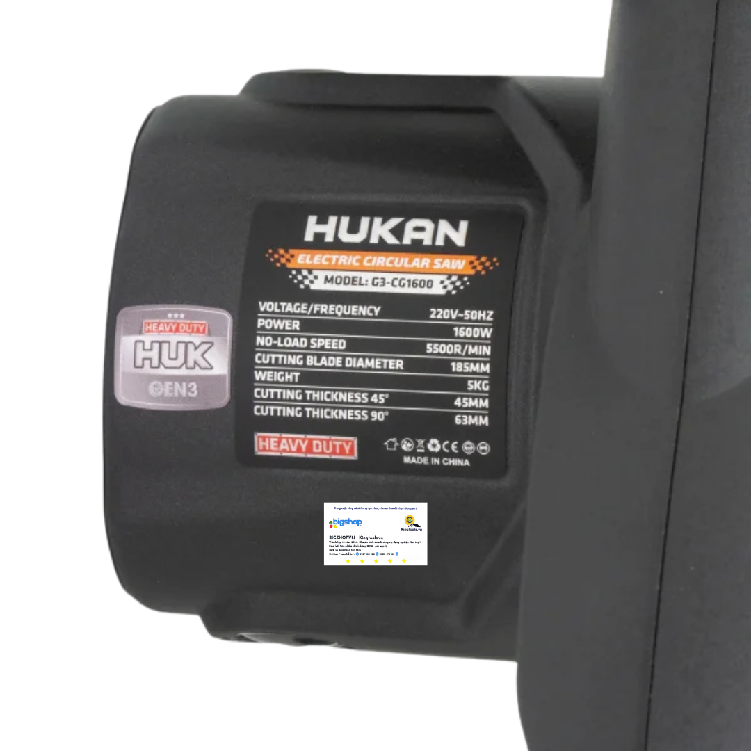 Máy cưa đĩa cầm tay HUKAN G3-CG1600 (1600W, đĩa 185mm)