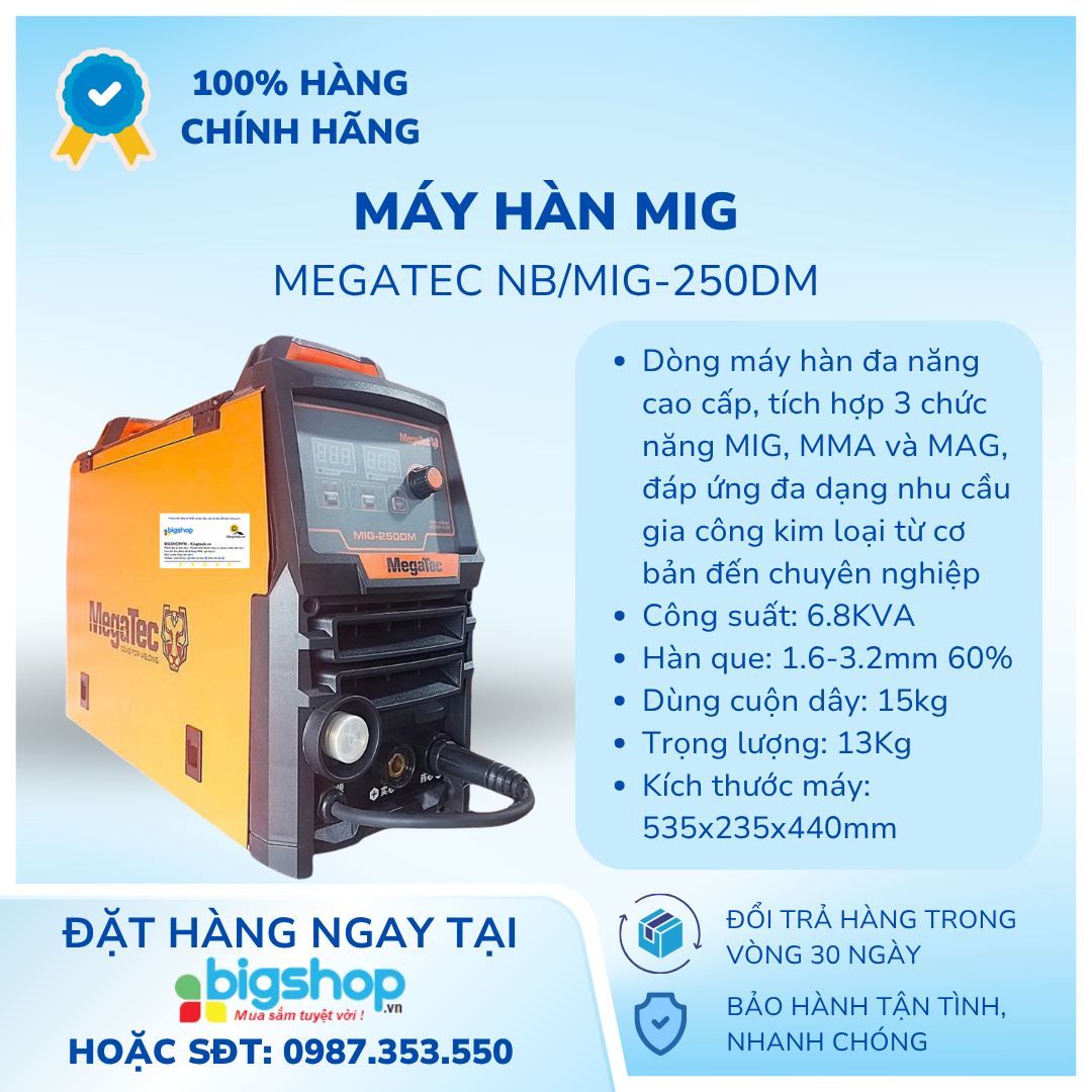 Máy hàn mig nhôm Megatec NB/MIG-250DM