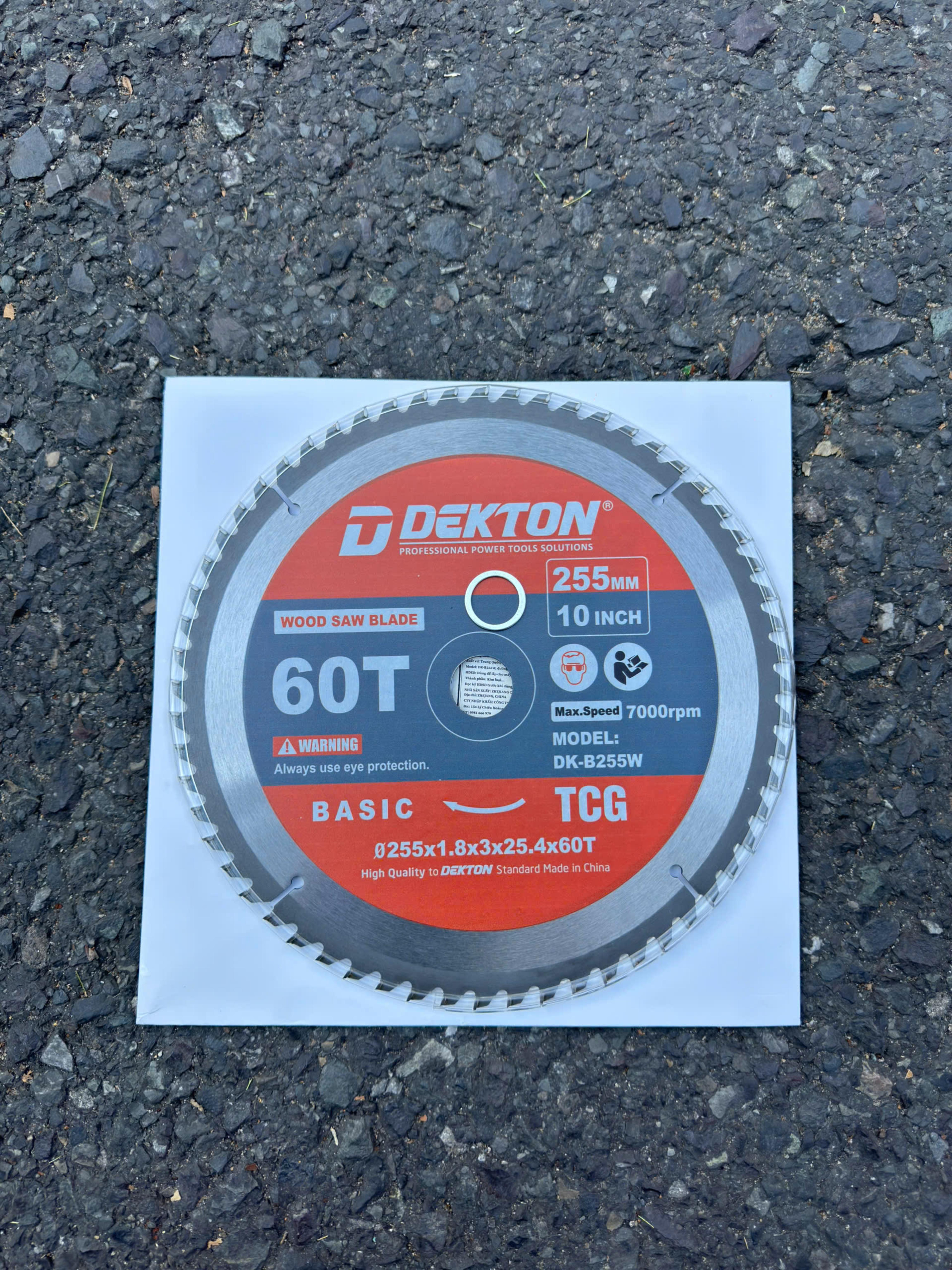 Lưỡi chuyên cắt gỗ DEKTON, 255mm 60T (răng ) DK-B255W, cốt trục 25.4mm