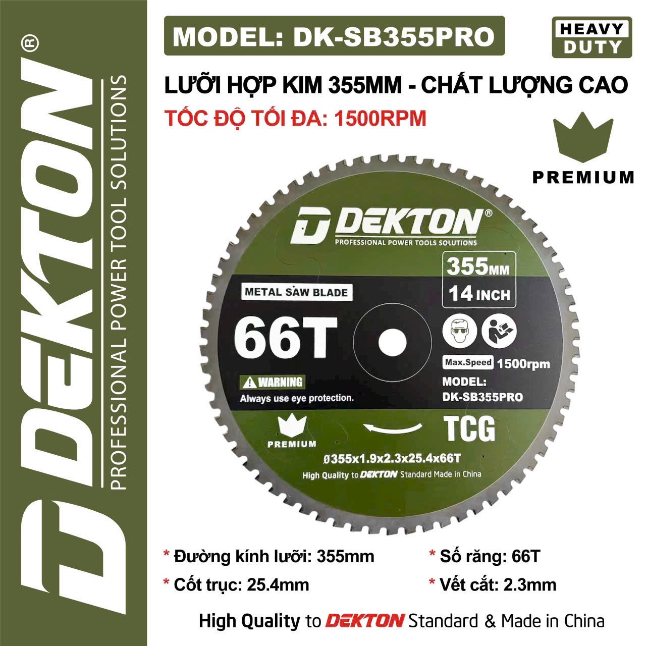 Lưỡi Cắt Hợp Kim Dekton 355mm 66R – DK-SB355PRO | Cắt Sắt Thép Chuyên Dụng