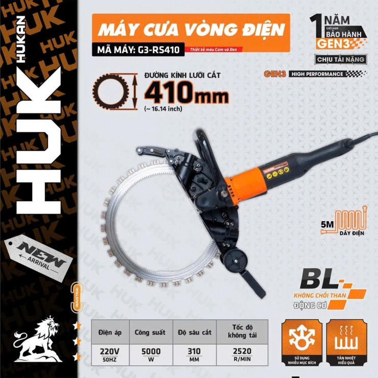 Máy cắt vòng bê tông 410mm Hukan G3-RS410 Brushless  