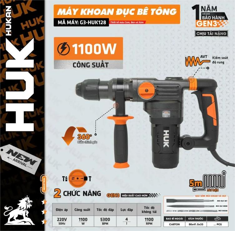 Máy khoan đục bê tông (GEN 3) G3-HUK128 HUKAN
