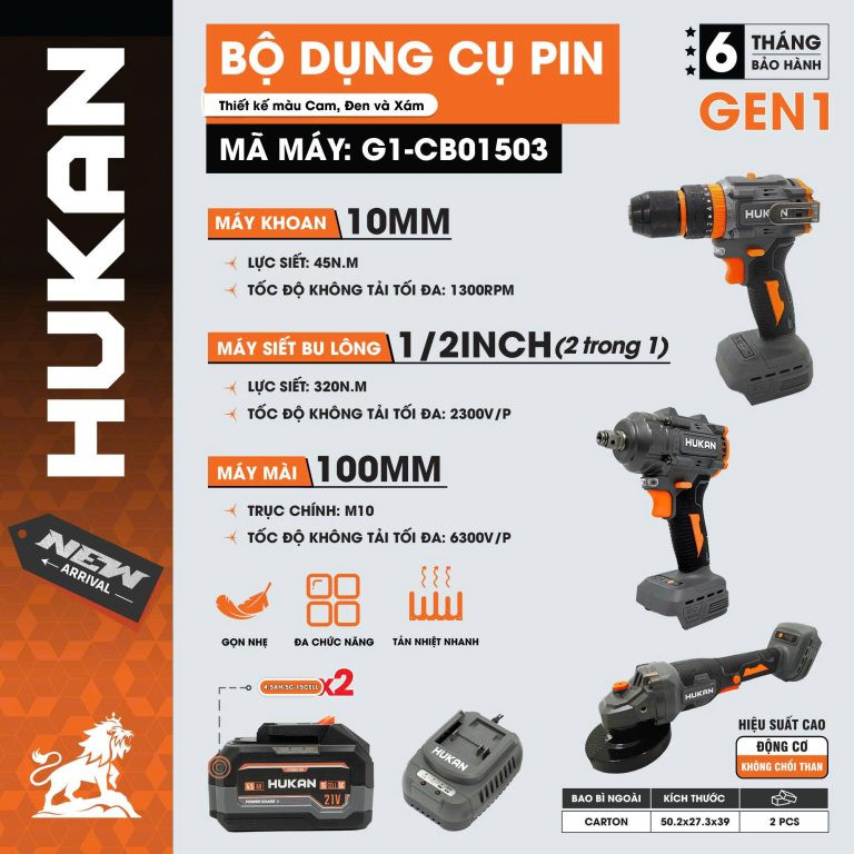 Bộ dụng cụ pin 3 máy (GEN 1) G1-CB01503