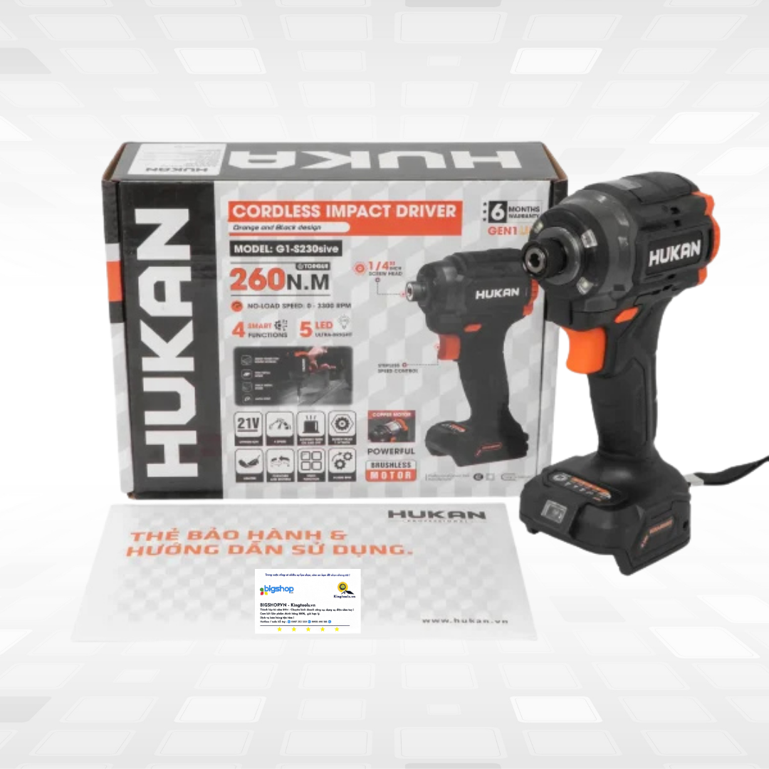 Máy chuyên vít dùng pin HUKAN G1-S230SIVE (GEN 1) - Đầu 1/4 inch, thân máy