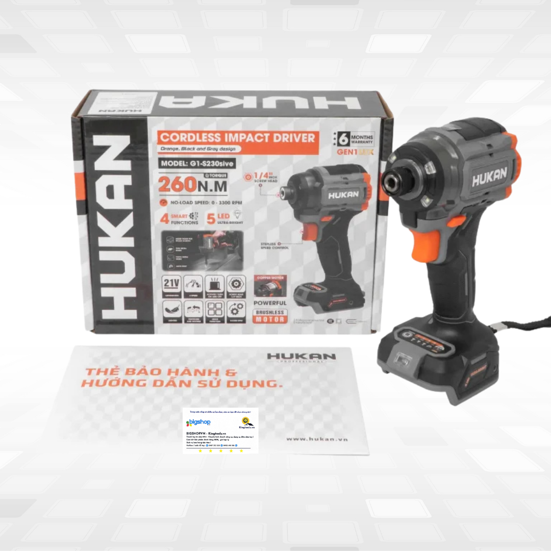 Máy chuyên vít dùng pin HUKAN G1-S230SIVE (GEN 1) - Đầu 1/4 inch, thân máy