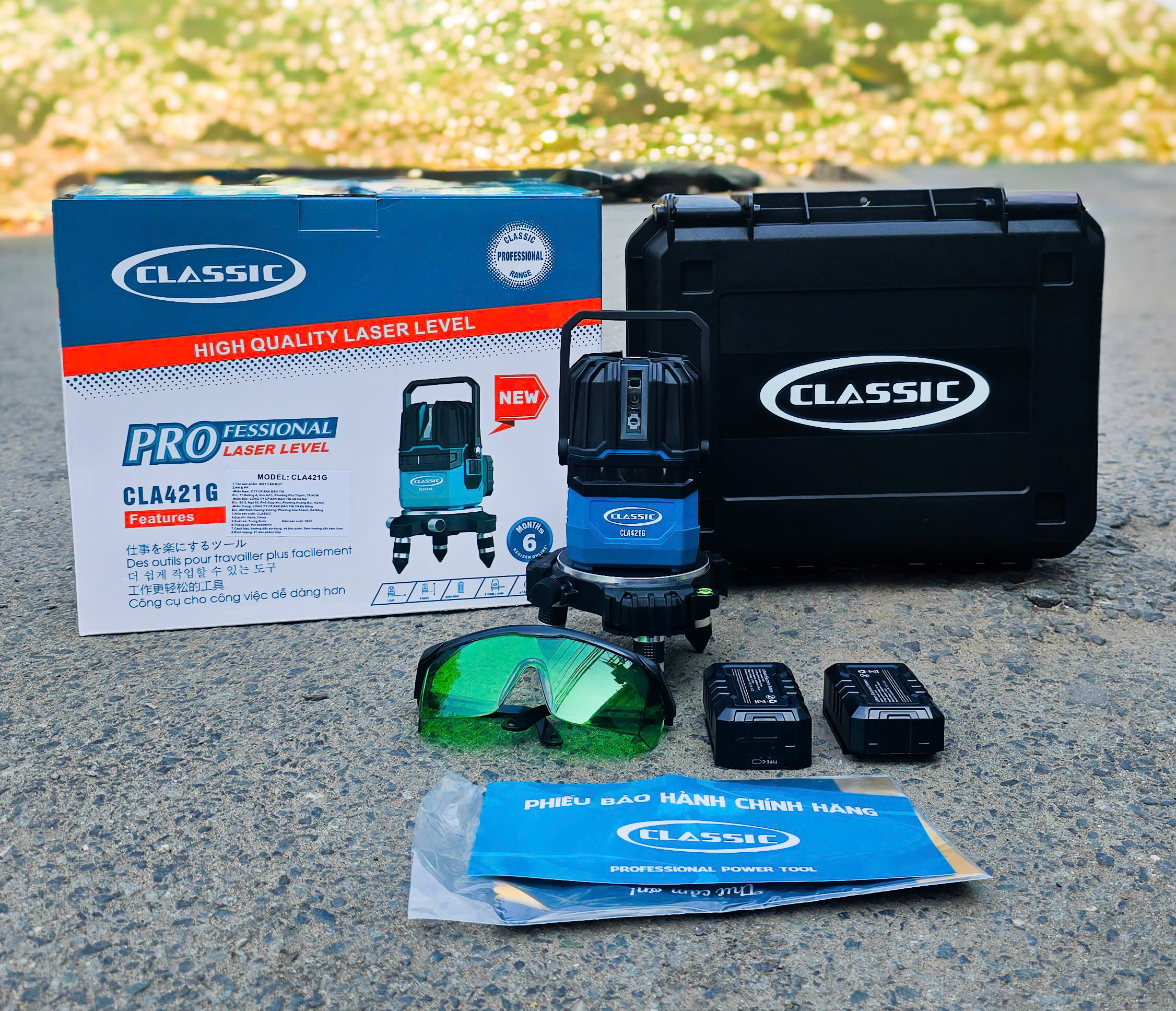 Máy cân mực Laser 5 tia xanh 4000mAh Classic CLA-421G