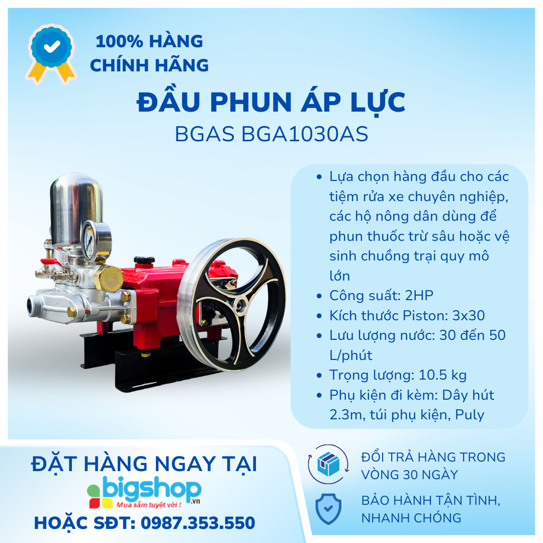Đầu Phun Áp Lực Piston Sứ, 2HP BGAS BGA1030AS (BGA1030SE)