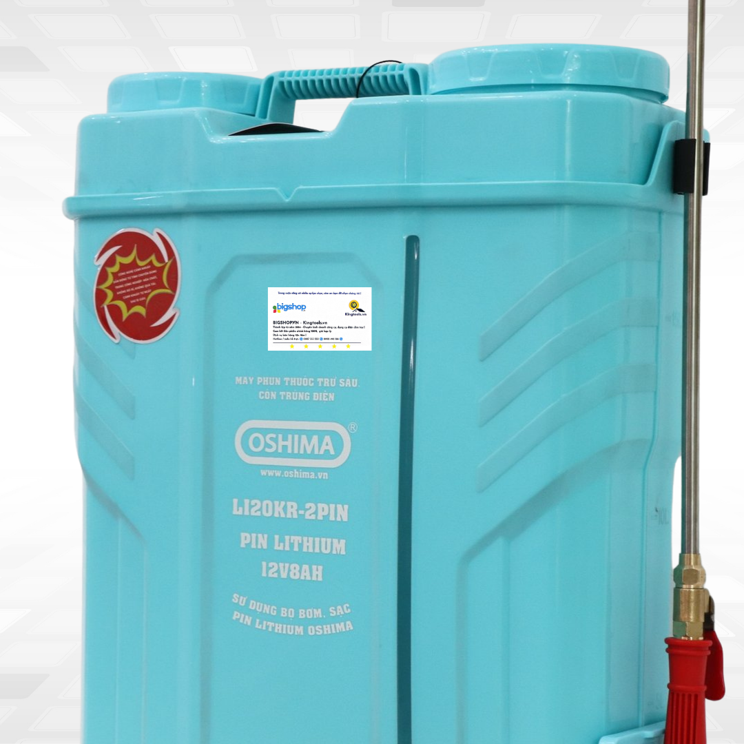 Máy phun thuốc trừ sâu, côn trùng điện OSHIMA Li20KR - Xanh (Pin Lithium 12V/8Ah)