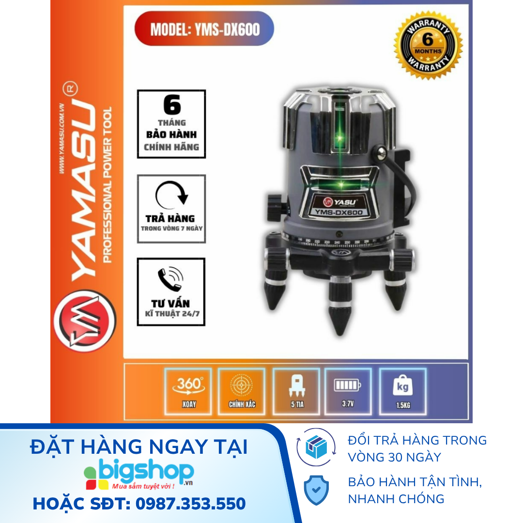 Máy Cân Bằng Laser 5 Tia Xanh Yamasu YMS-DX600