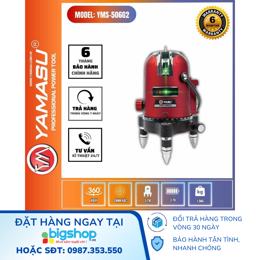 Máy Cân Bằng Laser 5 Tia Xanh Yamasu YMS-506G2