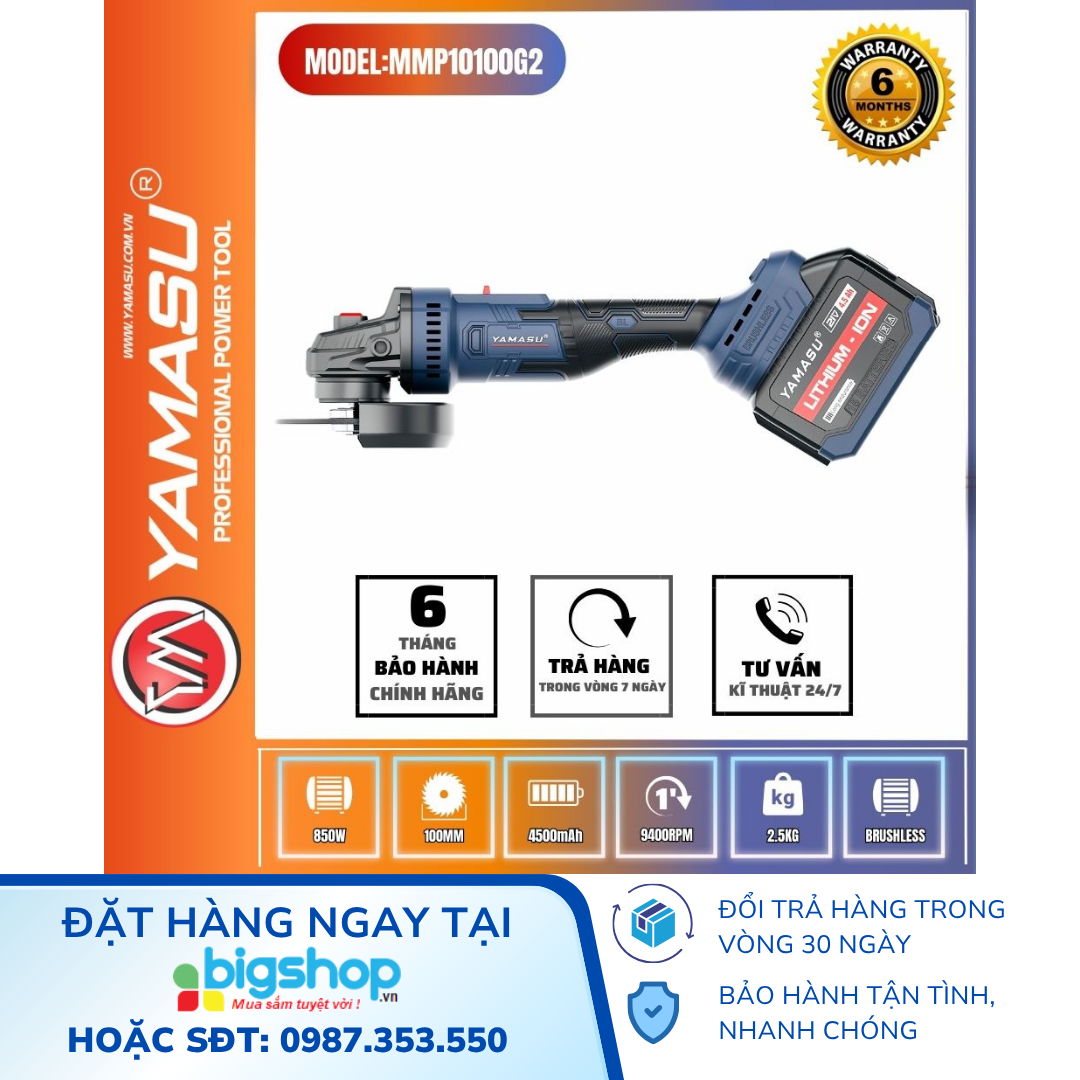Máy mài cầm tay dùng pin 21V/4.5Ah Yamasu YMS-MMP10100G2W