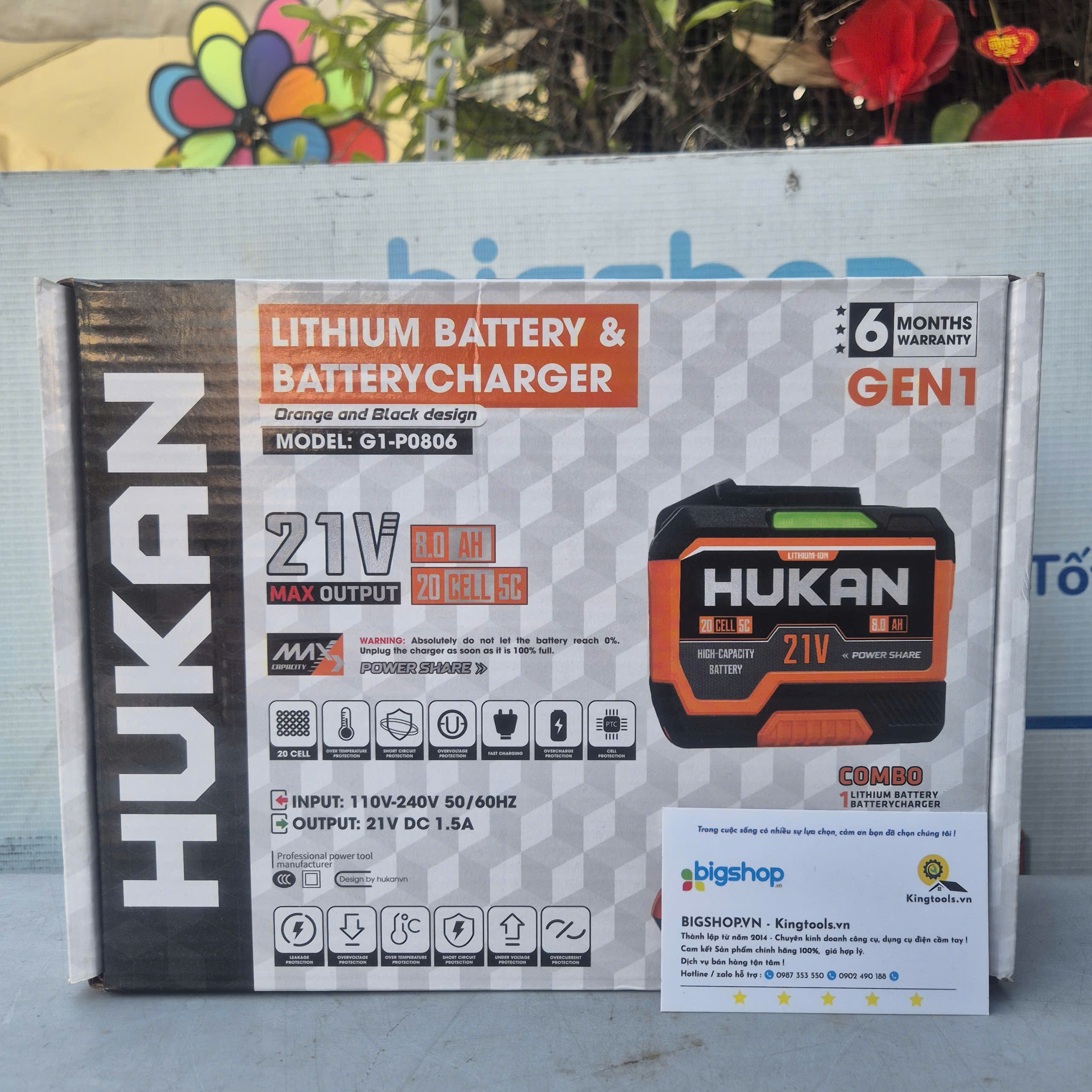Bộ pin 8.0Ah-5C và sạc 1.5Ah (Gen 1) HUKAN G1-P0806