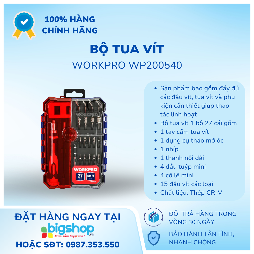 Bộ tua vít 27 món Workpro WP200540