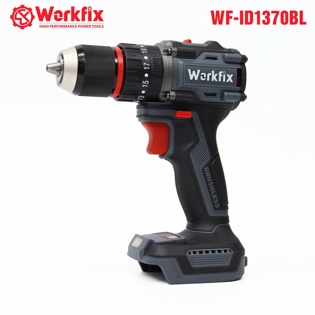 Máy khoan pin 13mm Workfix WF-ID1370BL Lực siết 70N.m Autolock Không chổi than – Bộ 2 Pin 10Cell – Chân pin phổ thông Makita