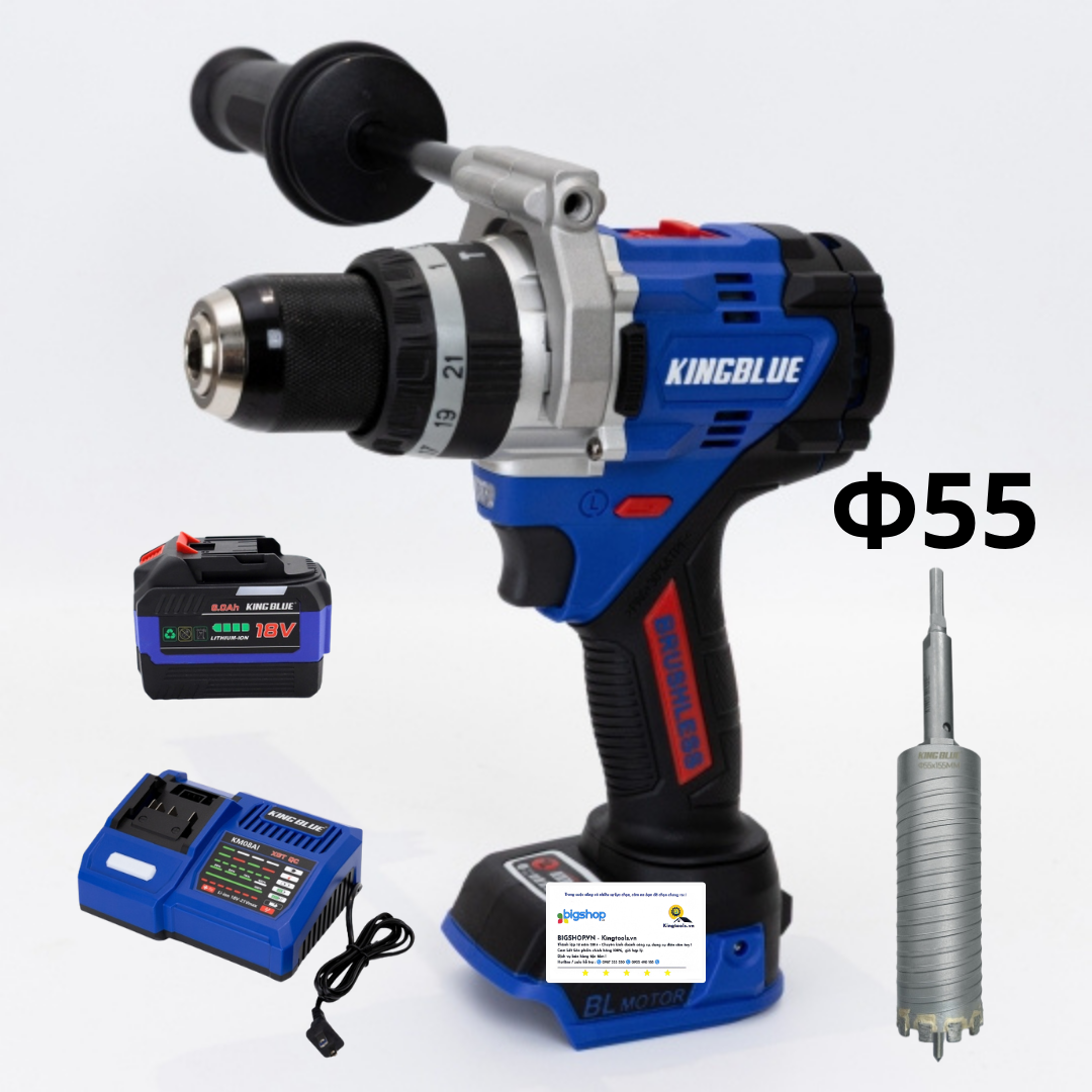 Combo Máy Khoan 3 Chức Năng 18V KINGBLUE K18QES (Cả pin, sạc và mũi khoan)