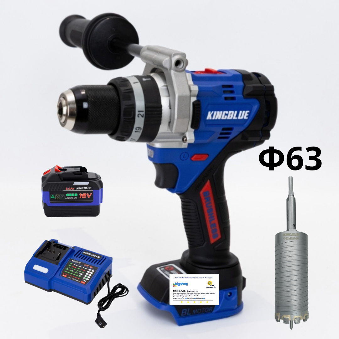 Combo Máy Khoan 3 Chức Năng 18V KINGBLUE K18QES (Cả pin, sạc và mũi khoan)