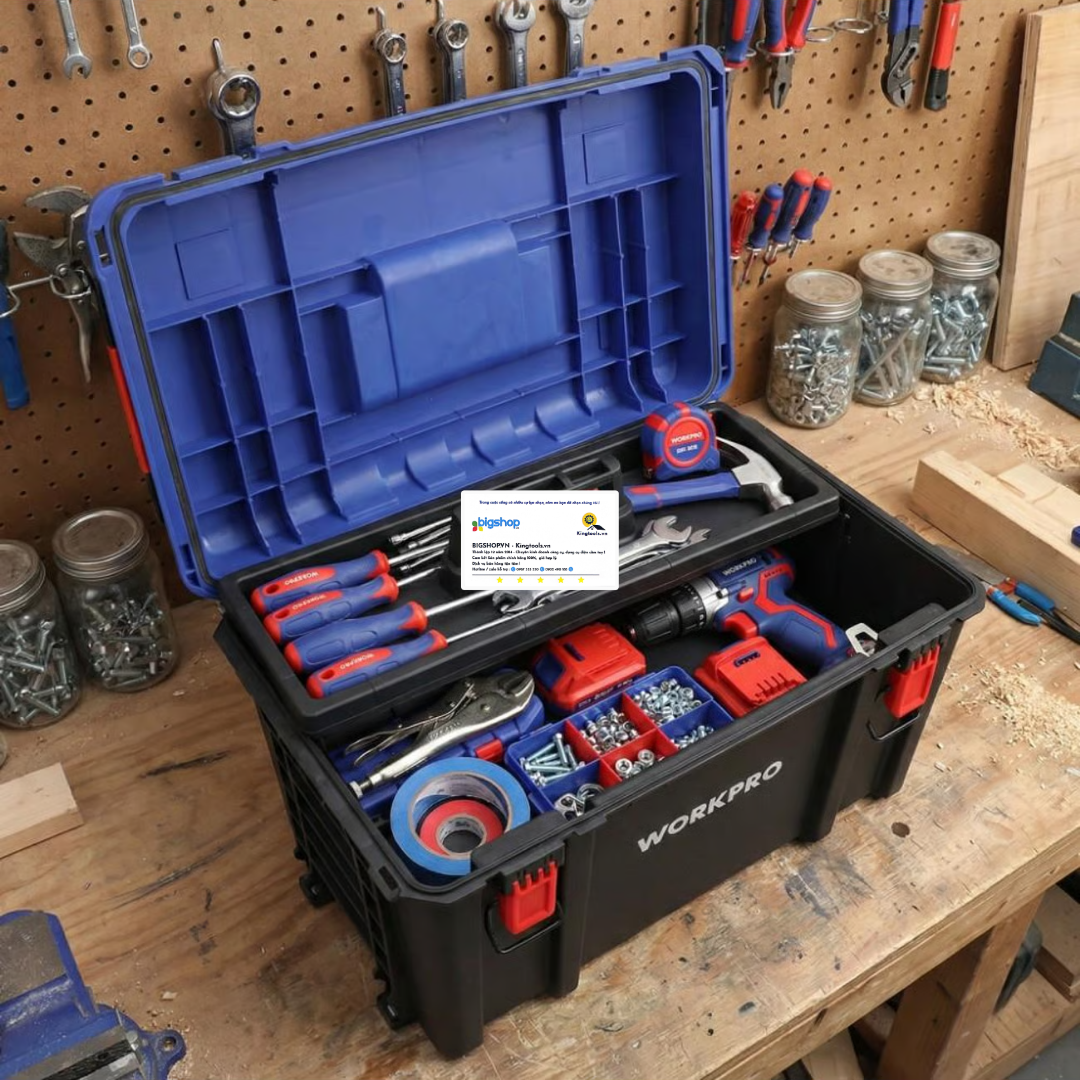 Hộp đựng dụng cụ bằng nhựa, có thể xếp chồng Workpro WP283031