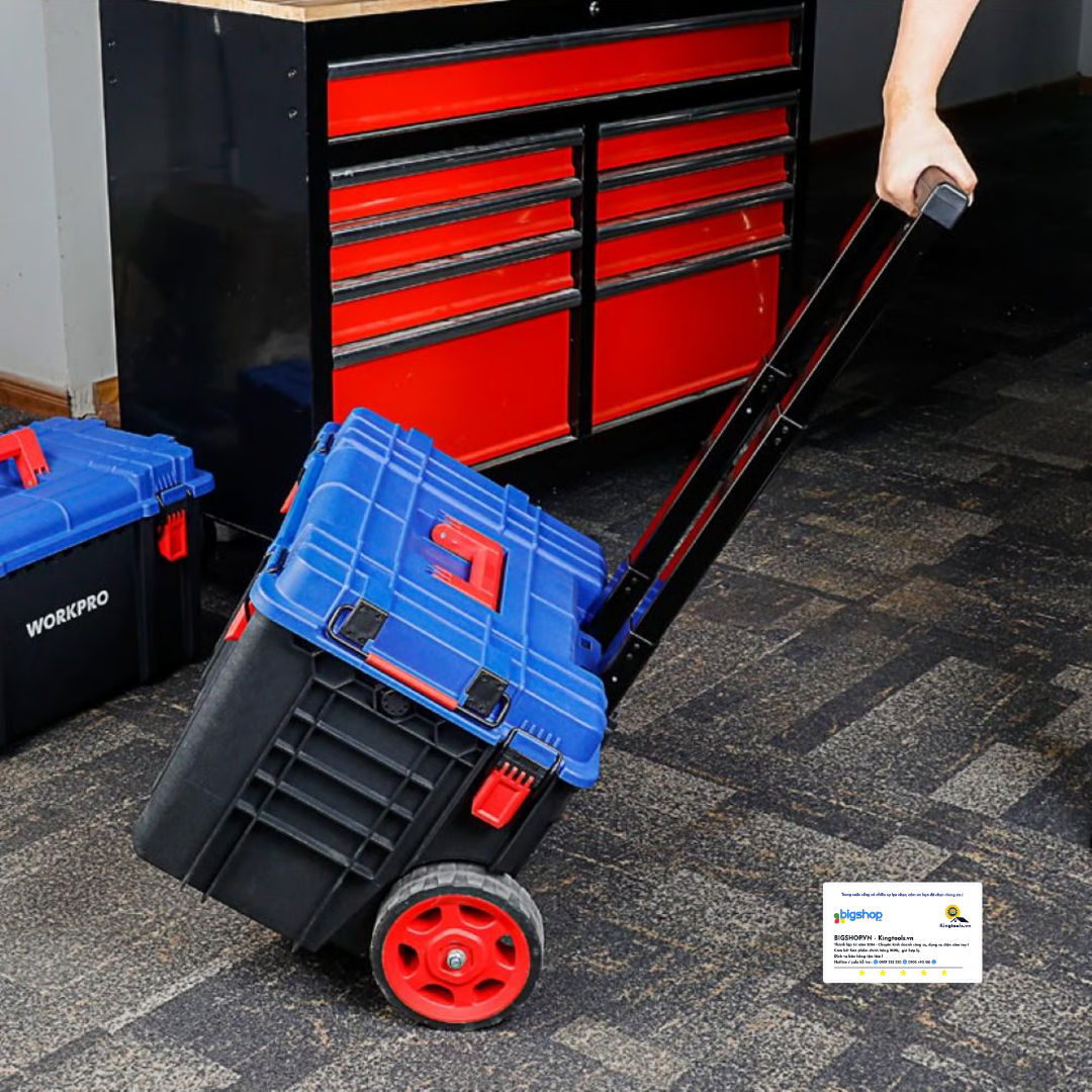 Hộp đựng dụng cụ bằng nhựa có bánh xe, có thể xếp chồng Workpro WP283032