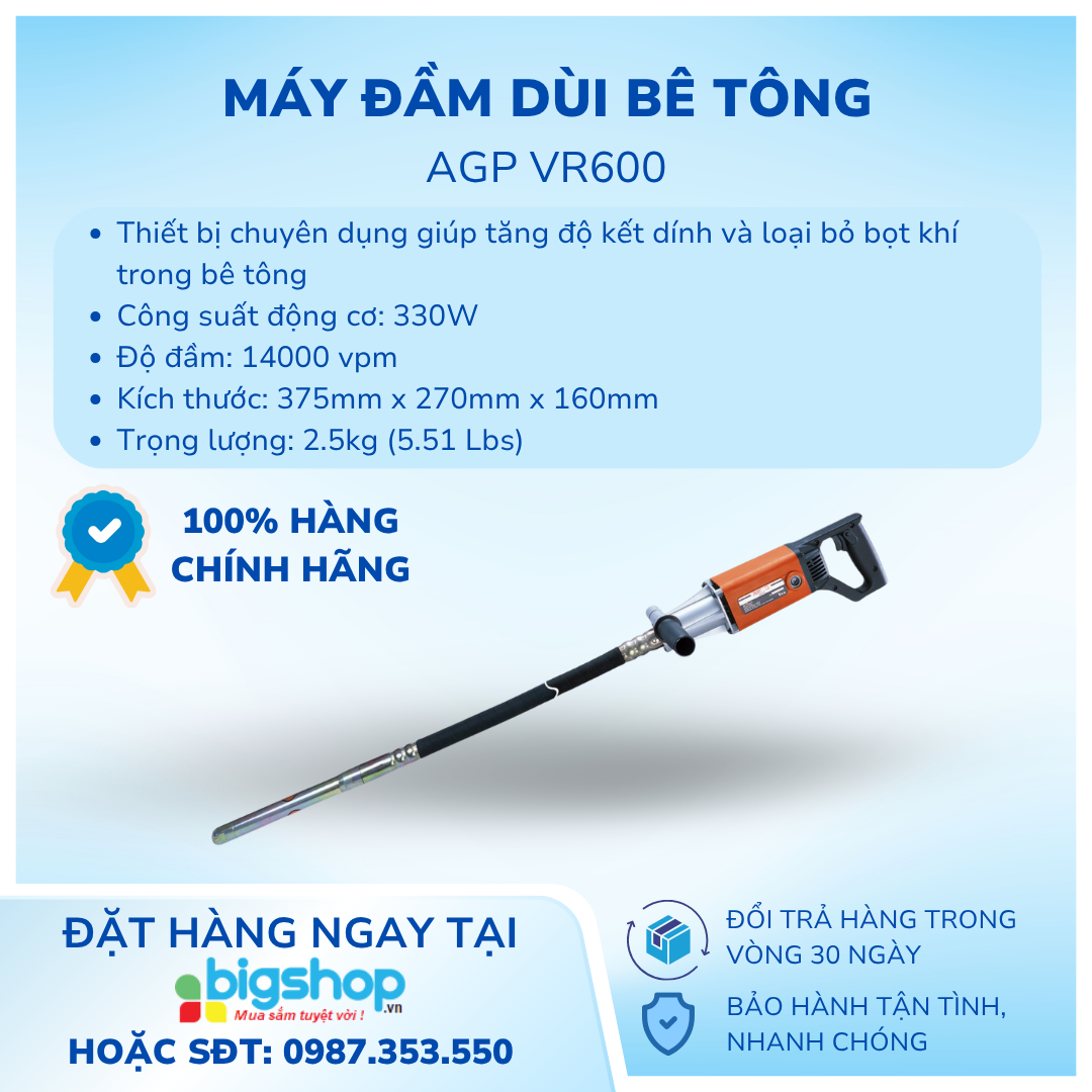 Máy đầm dùi bê tông 330W AGP VR600