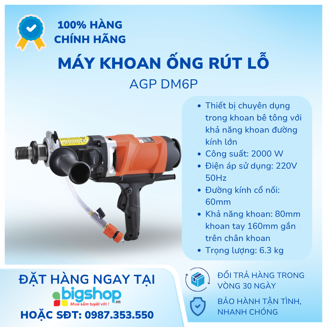 Máy khoan ống rút lõi 2000W AGP DM6P