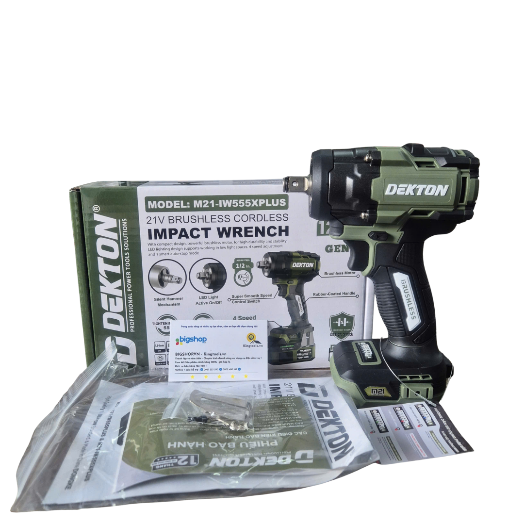 Máy siết bulong pin 21V DEKTON M21-IW555XPLUS (Thân máy)