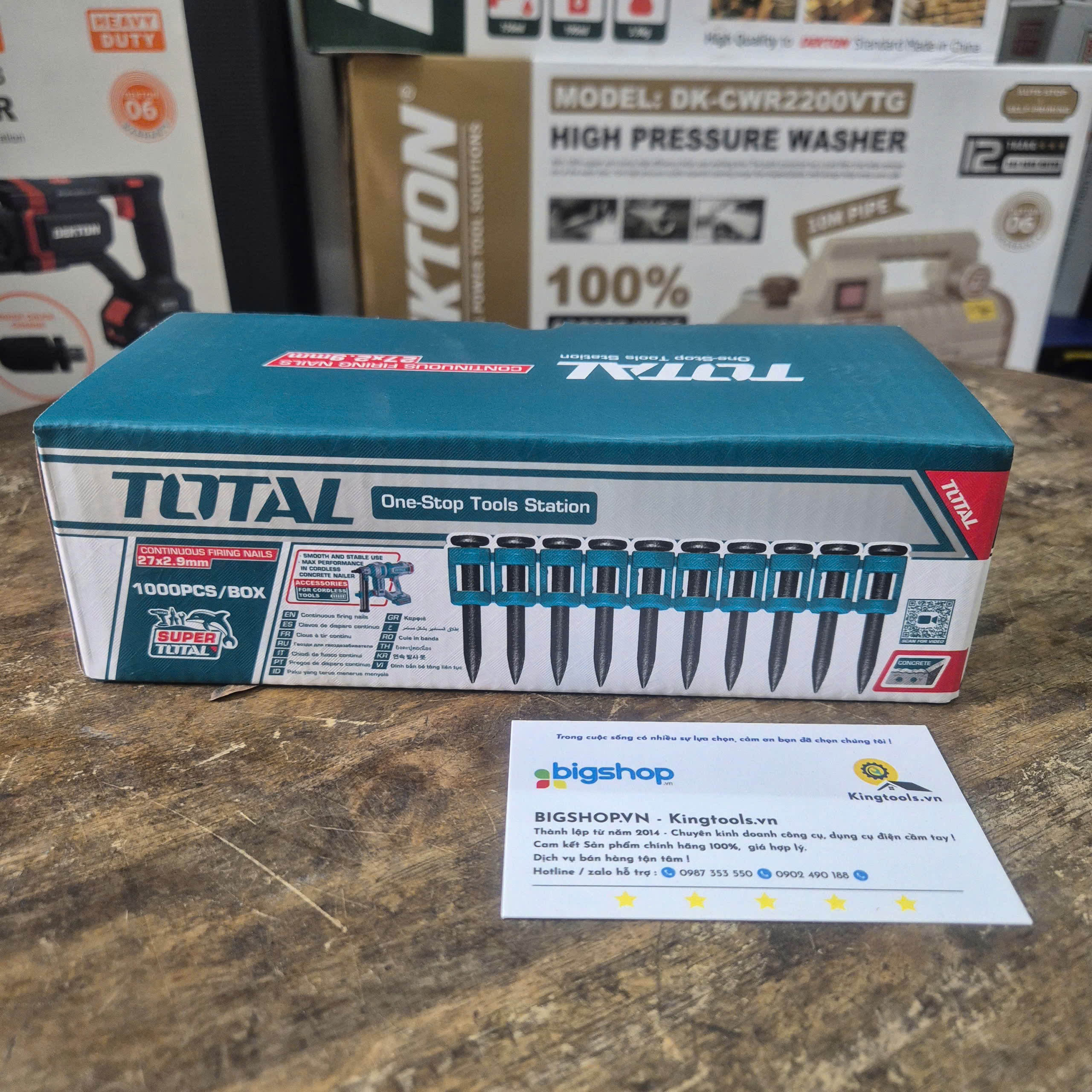 Bộ 10 pcs đinh bắn bê tông liên tục 27mm TOTAL TAC02271