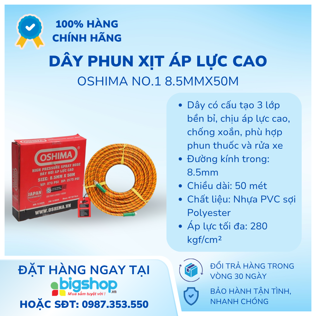 Dây phun áp lực OSHIMA No.1 8.5mmx50m