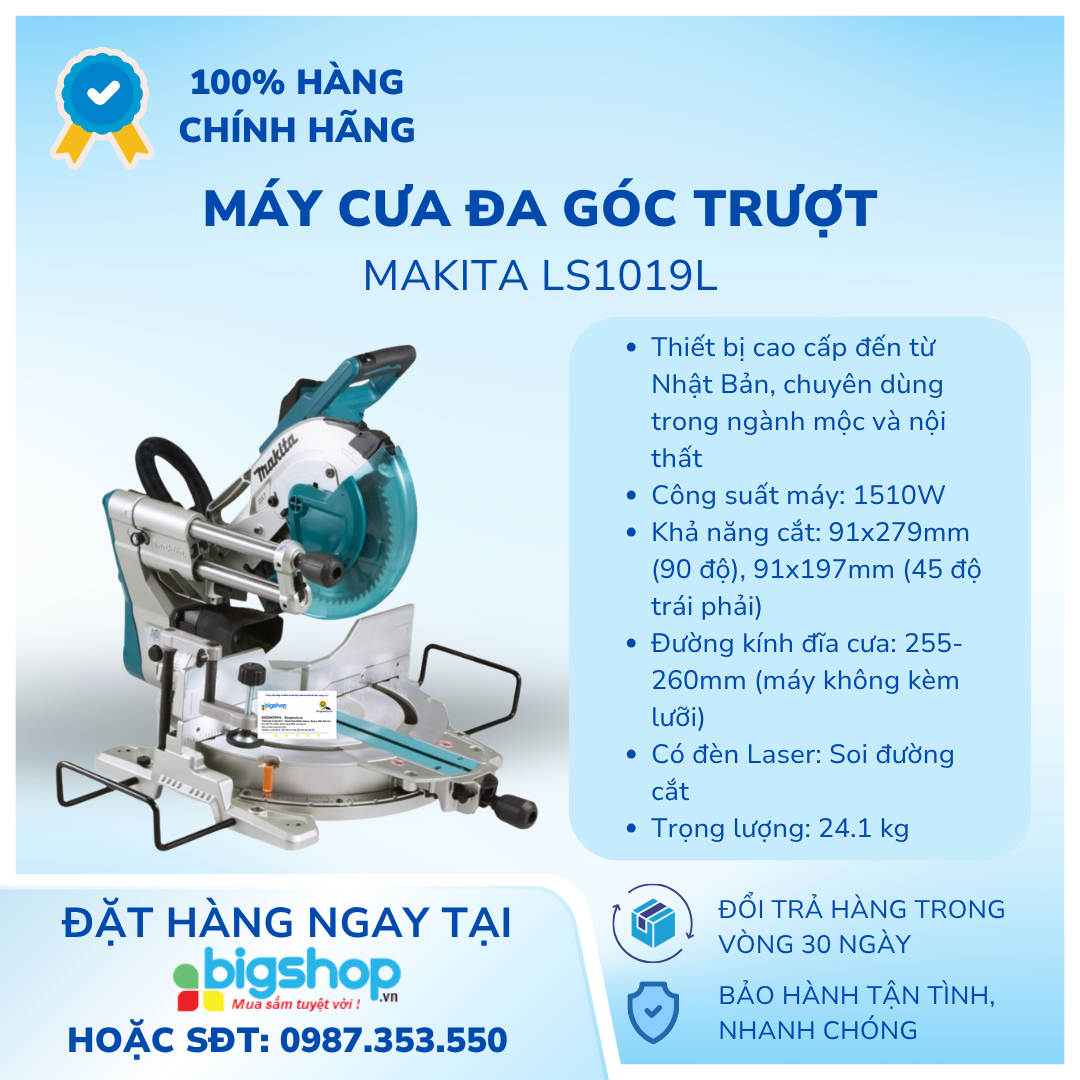Máy cưa đa góc trượt 1510W Makita LS1019L