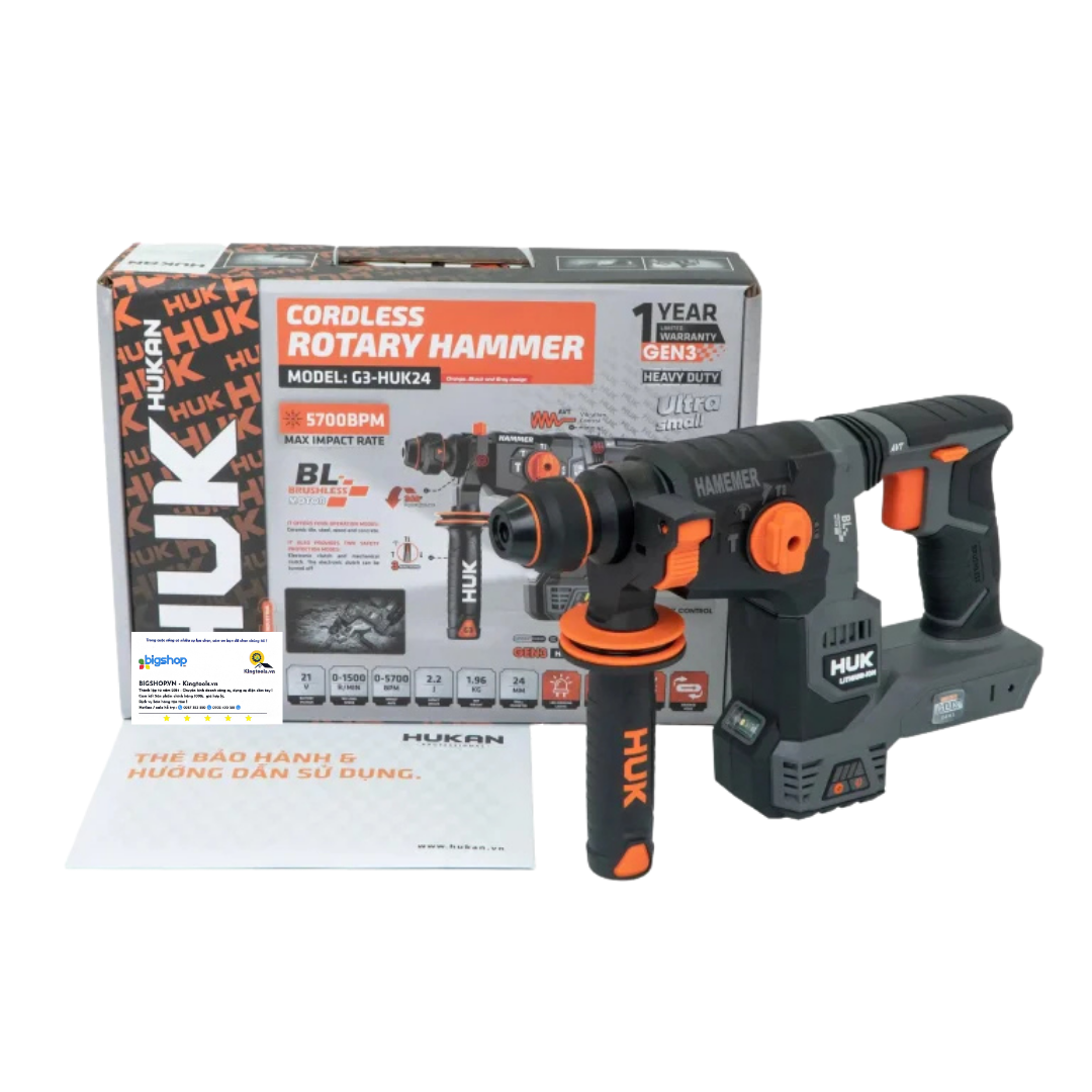 Máy khoan đục dùng pin 21V HUKAN G3-HUK24 (GEN 3, 3 chức năng) - Thân máy