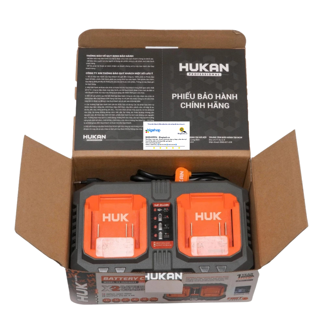 Bộ đôi sạc pin nhanh 4.0Ah HUKAN G3-HUK40X2 (GEN 3, có quạt tản nhiệt)