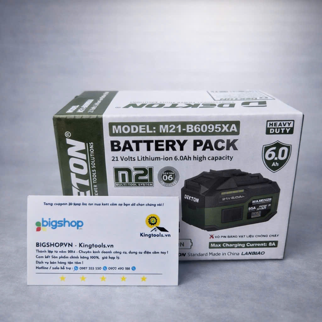 Pin 21V 6.0Ah Dekton M21-B6095XA – Dòng Xả Cao 95A