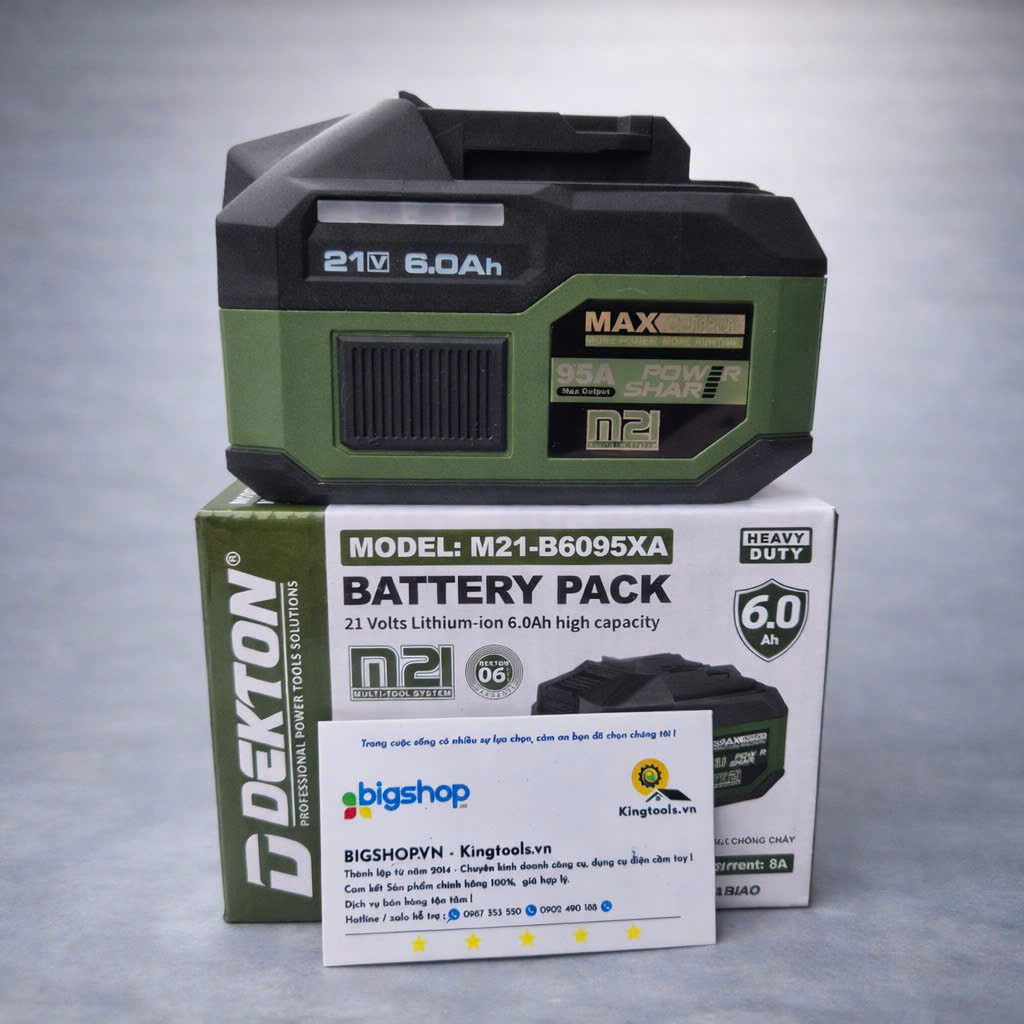 Pin 21V 6.0Ah Dekton M21-B6095XA – Dòng Xả Cao 95A