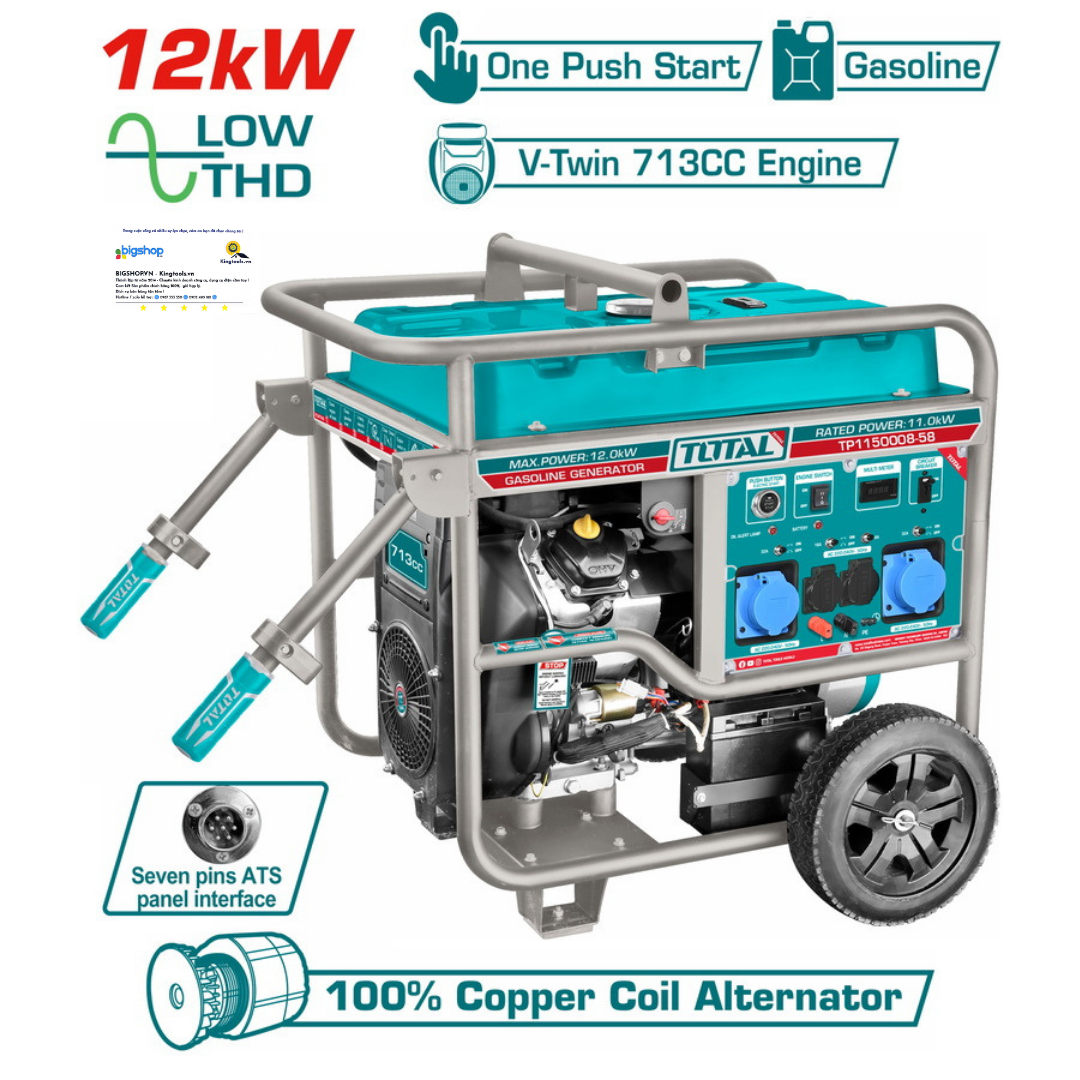 Tổ máy phát điện xăng biến tần 12kW TOTAL TP1150008
