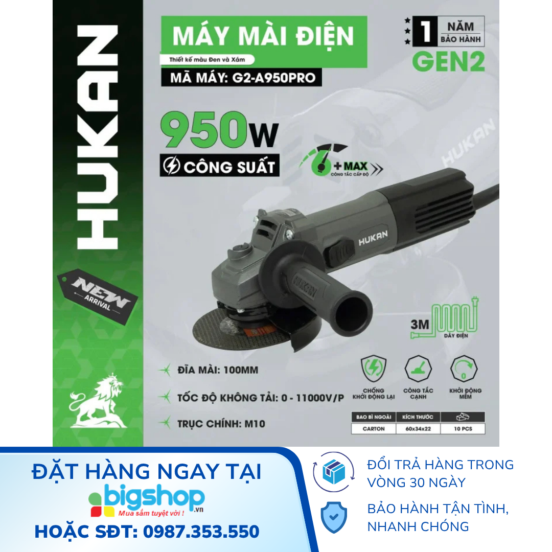 Máy mài điện HUKAN G2-A950PRO (GEN 2, CS 950W)