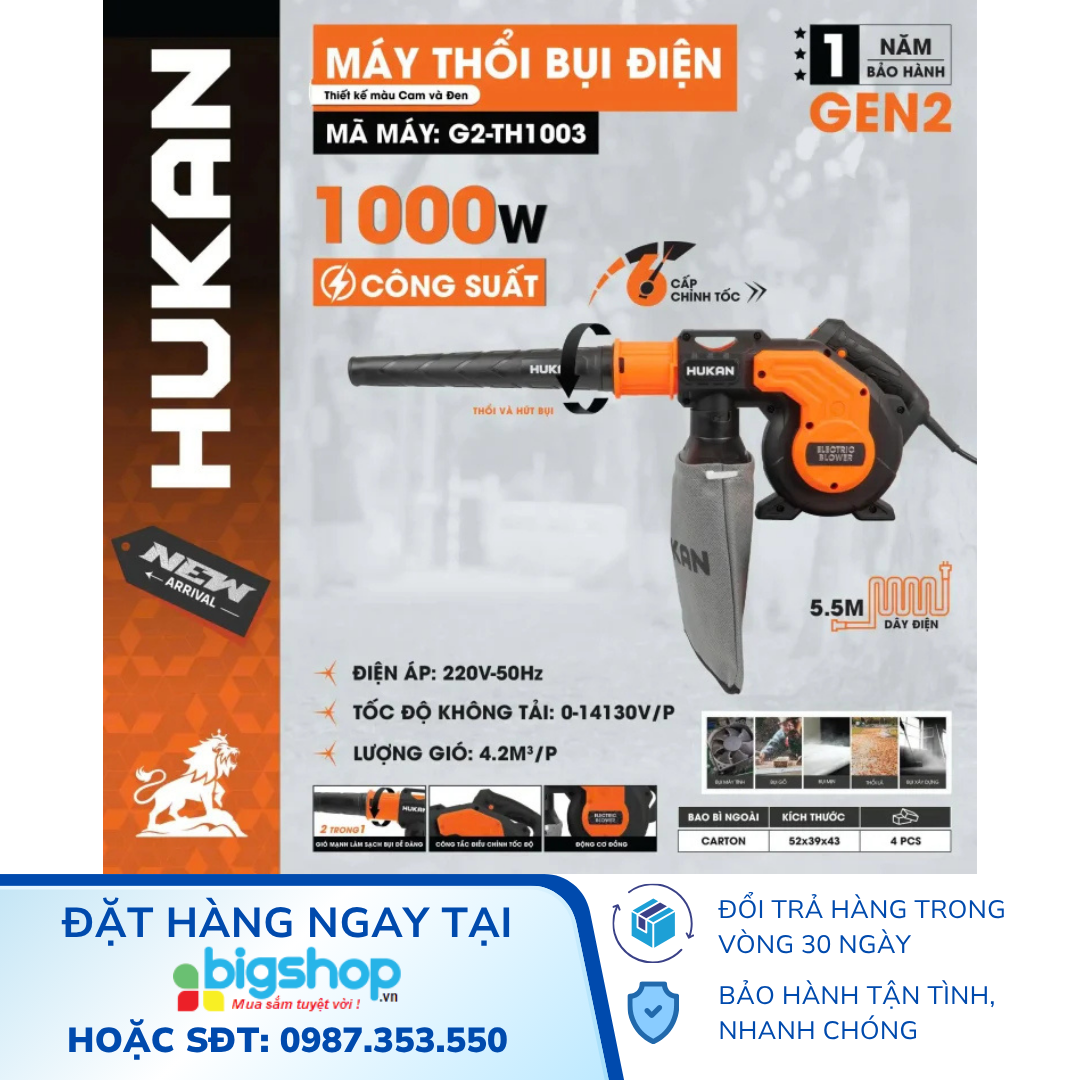 Máy thổi bụi điện HUKAN G2-TH1003 (GEN 2, CS 1000W)