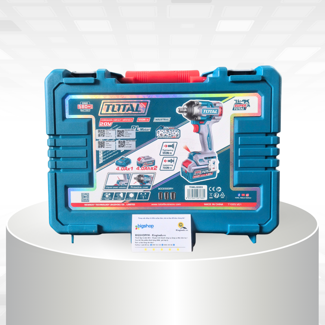 Máy siết bulong pin 20V TOTAL TIWLI2055 (2 Pin 4.0 Ah, 1 Sạc - 700N)