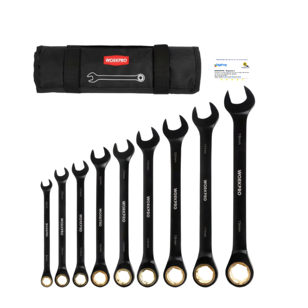 Bộ cờ lê kết hợp chống trượt 9 món Workpro WP202602