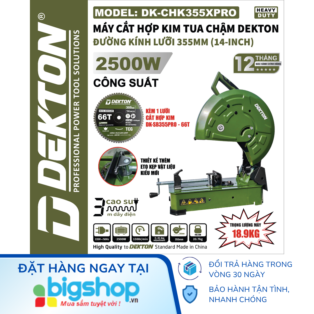Máy cắt hợp kim tua chậm DEKTON DK-CHK355XPRO (CS 2500W)