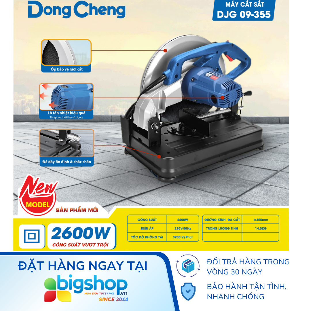 Máy cắt sắt Dongcheng DJG09-355 (CS 2600W, đá cắt 355mm)