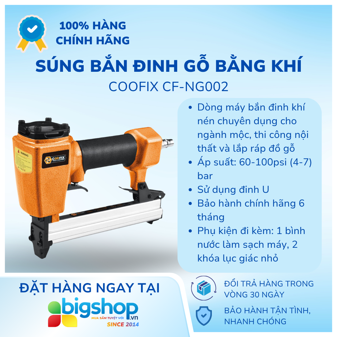 Súng bắn đinh gỗ bằng khí COOFIX CF-NG002 (dùng đinh U)