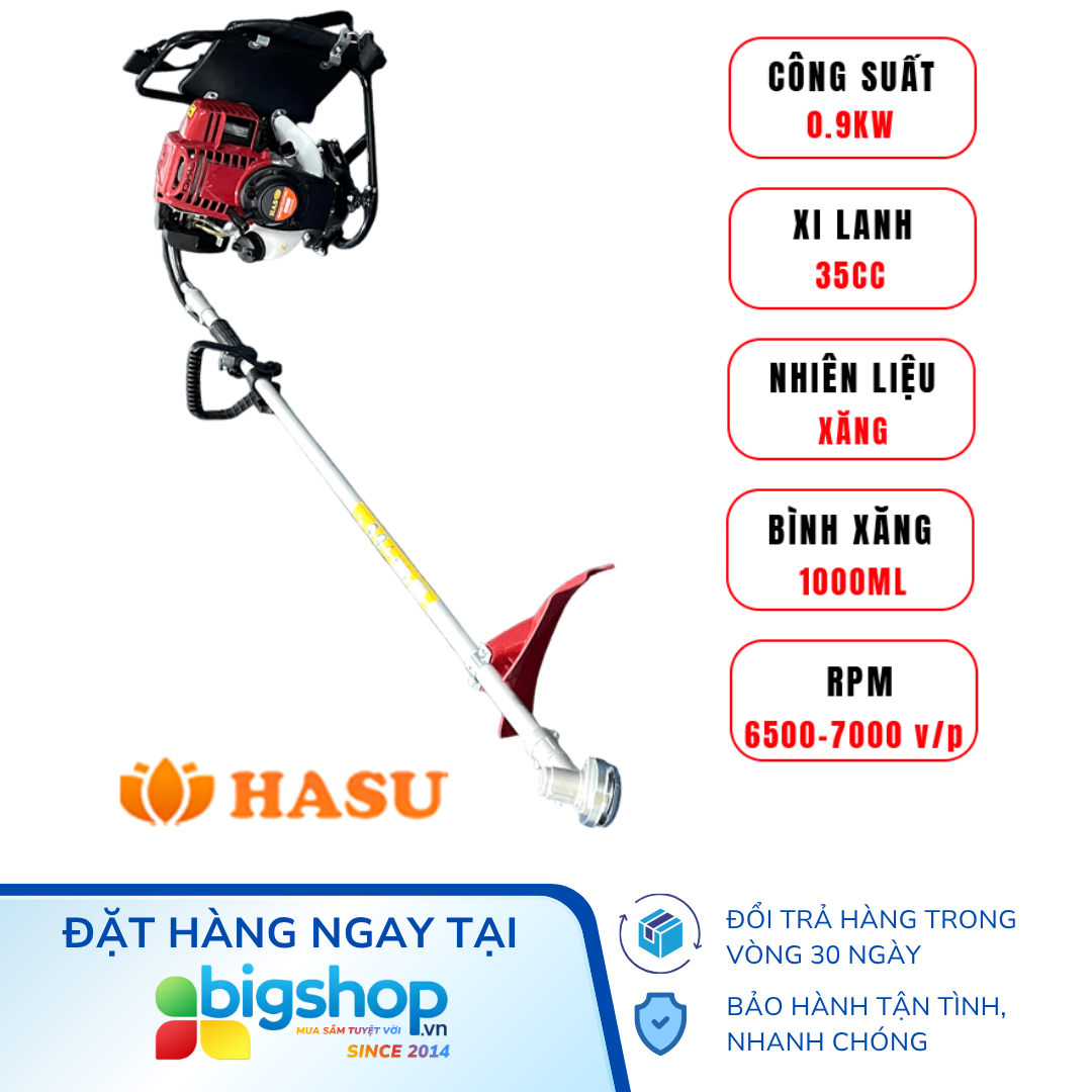 Máy cắt cỏ HASU HS350BP (Ba lô đeo vai, động cơ xăng 4 kỳ)