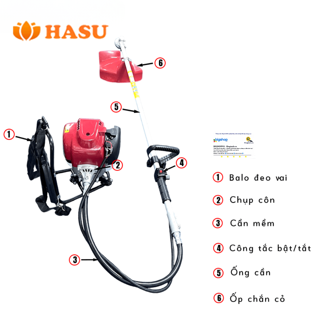 Máy cắt cỏ HASU HS350BP (Ba lô đeo vai, động cơ xăng 4 kỳ)