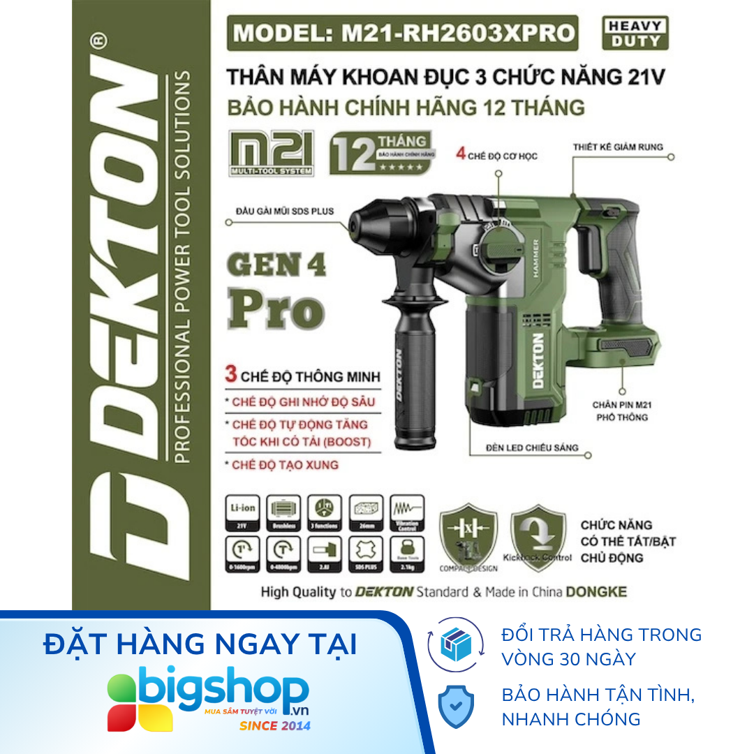 Máy khoan bê tông pin DEKTON M21-RH2603XPRO